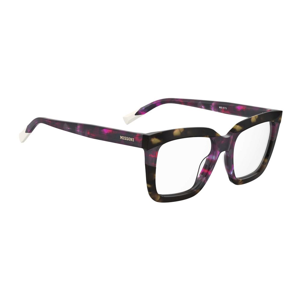 Eyeglasses Frames by Missoni for women in acetate and multicolor showcases an refined full-frame frame design featuring a sophisticated multicolor coloured frame for an refined and refined aesthetic.