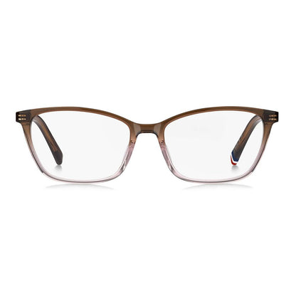 Eyeglasses Frames by Tommy Hilfiger for women in acetate brown showcases a refined full-frame frame design with a refined brown coloured frame finish for a refined and sophisticated look.
