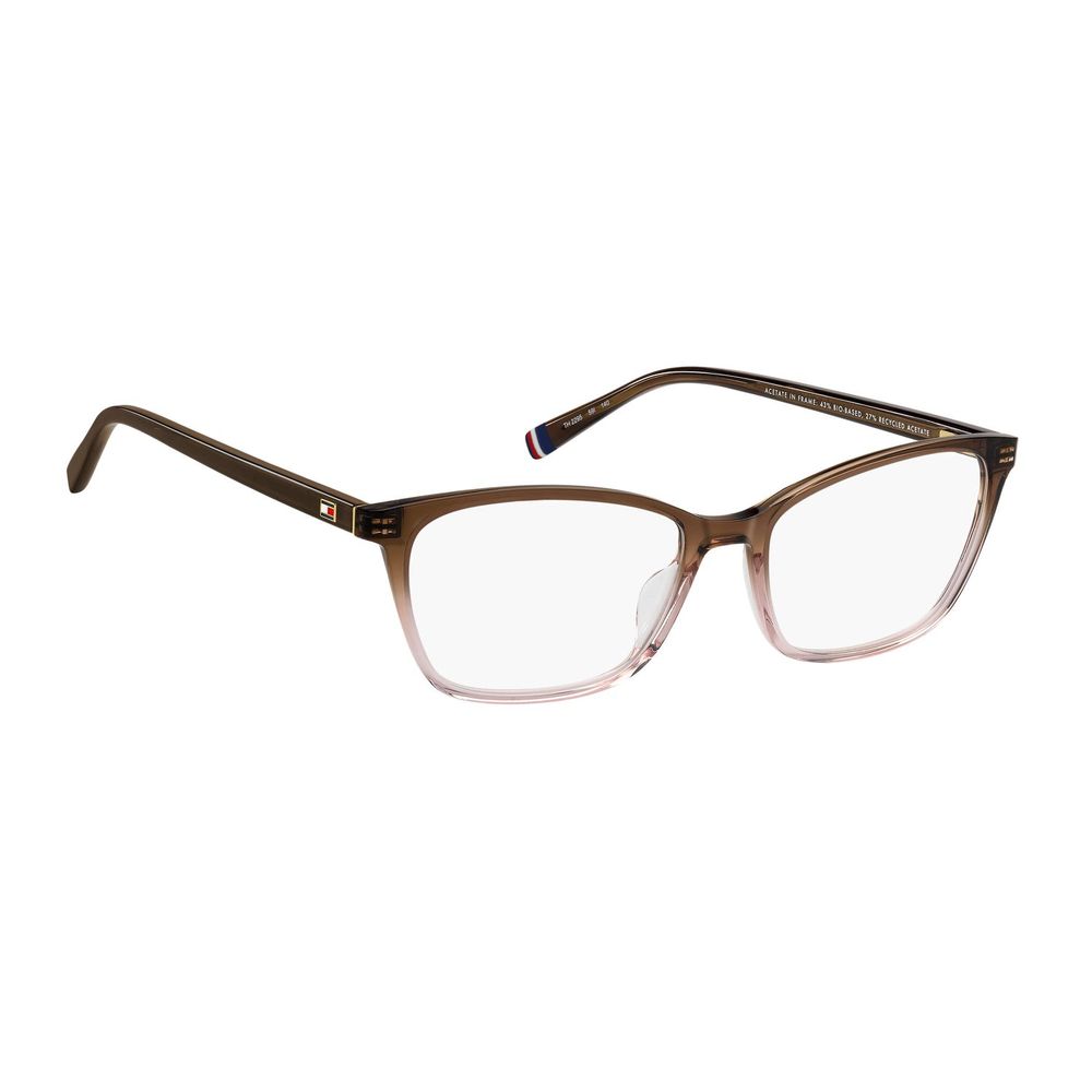 Eyeglasses Frames by Tommy Hilfiger for women in acetate brown features an refined silhouette, showcasing the refined brown coloured frame and sophisticated full-frame frame design.