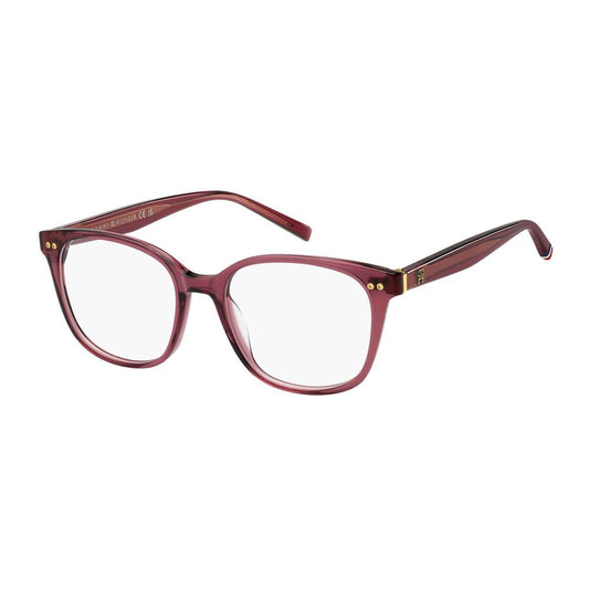 Eyeglasses Frames by Tommy Hilfiger for women in acetate and pink showcases a refined silhouette, detailed with a rose coloured frame finish and a sophisticated full-frame frame design.