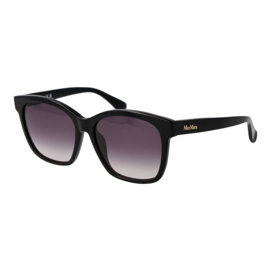 Sunglasses by Max Mara for women in acetate black showcases a ethereal silhouette, featuring black coloured frame butterfly full-rim frame design with gradient category-3-dark-tint lens for a ethereal finish.