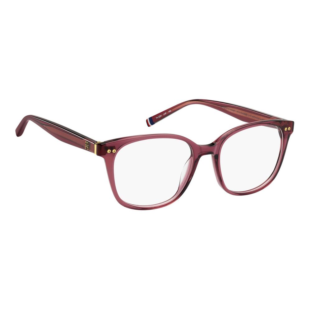 Eyeglasses Frames by Tommy Hilfiger for women in acetate pink features a refined silhouette, showcasing a refined rose coloured frame and full-frame frame design for a sophisticated, premium look.