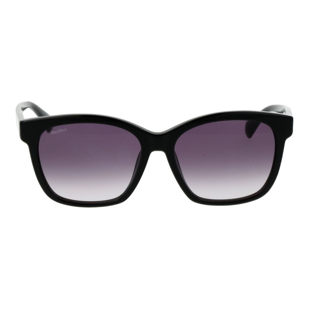 Sunglasses by Max Mara for women in acetate and black presents a sumptuous silhouette, featuring black coloured frame and butterfly full-rim frame design with gradient category-3-dark-tint lens for a sumptuous look.