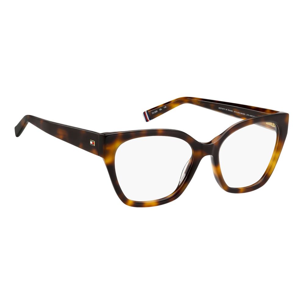 Eyeglasses Frames by Tommy Hilfiger for women in acetate brown showcases a refined full-frame frame design with a refined brown coloured frame finish for a refined and sophisticated look.
