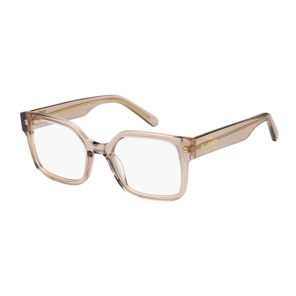Eyeglasses Frames by Marc Jacobs for women in acetate pink features an refined silhouette, showcasing a sophisticated rose coloured frame and refined full-frame frame design for a refined look.