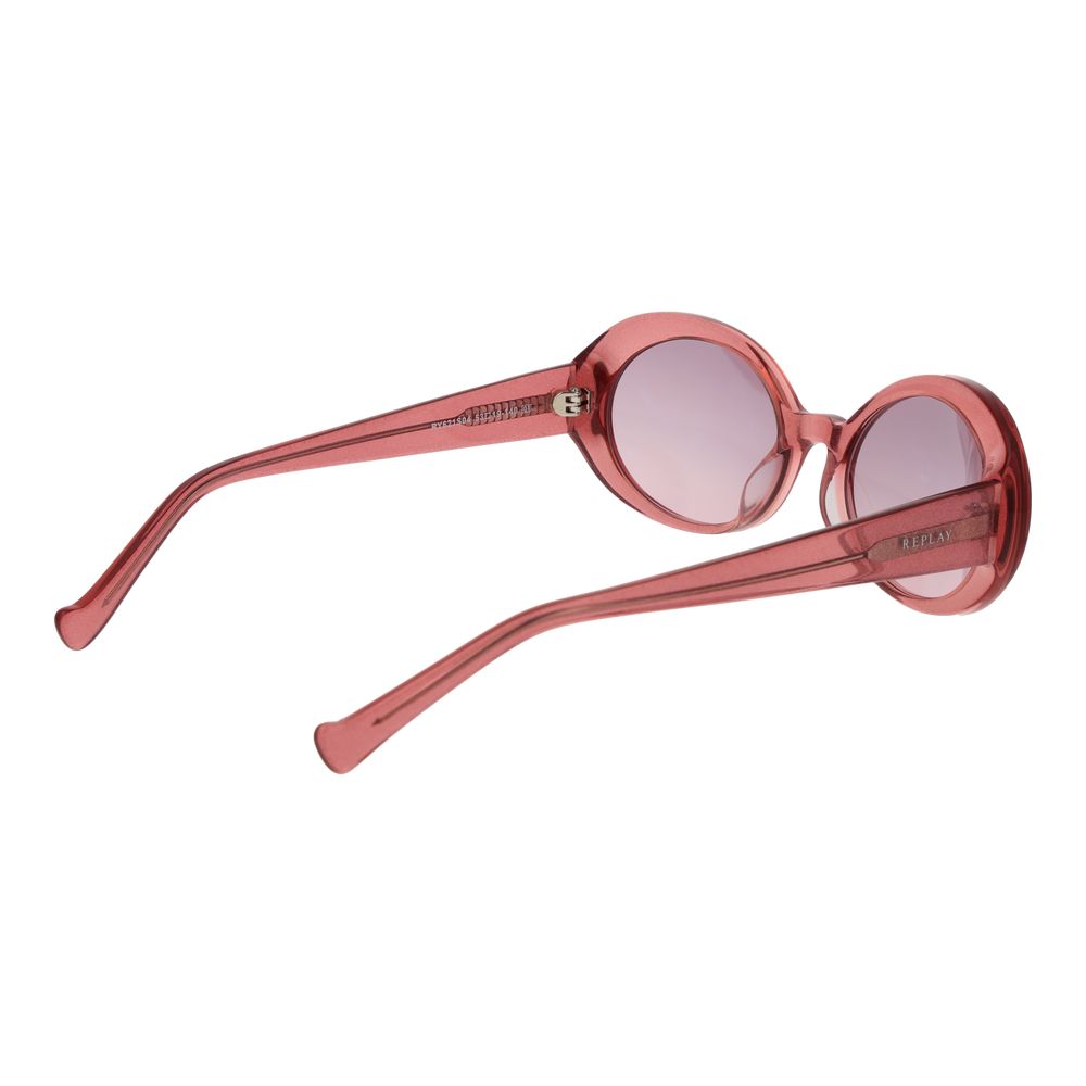 Sunglasses by Replay for women in acetate multicolor features an lustrous full-rim oval frame design with pink coloured frame detailing and gradient category-1-light-tint lens for a lustrous aesthetic.