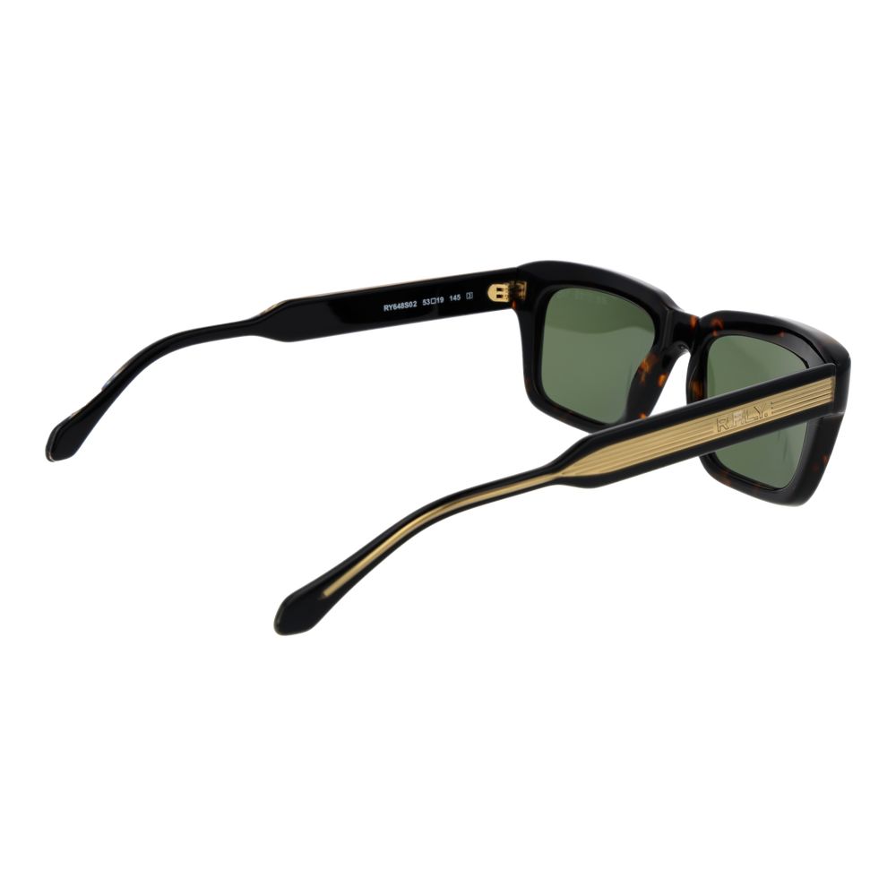 Sunglasses by Replay for men in acetate and black presents a sumptuous silhouette, featuring black coloured frame and rectangle full-rim frame design with non-polarized category-3-dark-tint lens for a sumptuous look.