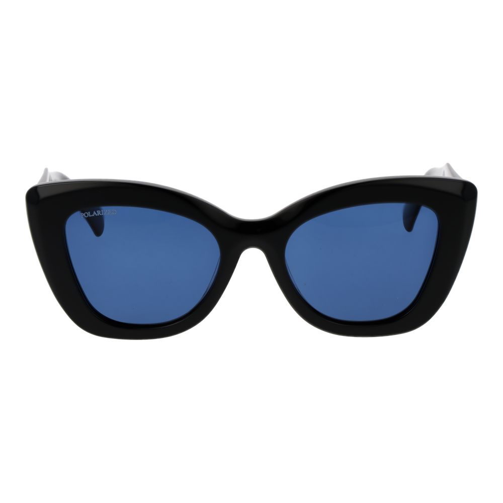 Sunglasses by Replay for women in black showcases a ethereal silhouette, featuring black coloured frame full-rim cat-eye frame design with non-polarized category-3-dark-tint lens for a ethereal finish.
