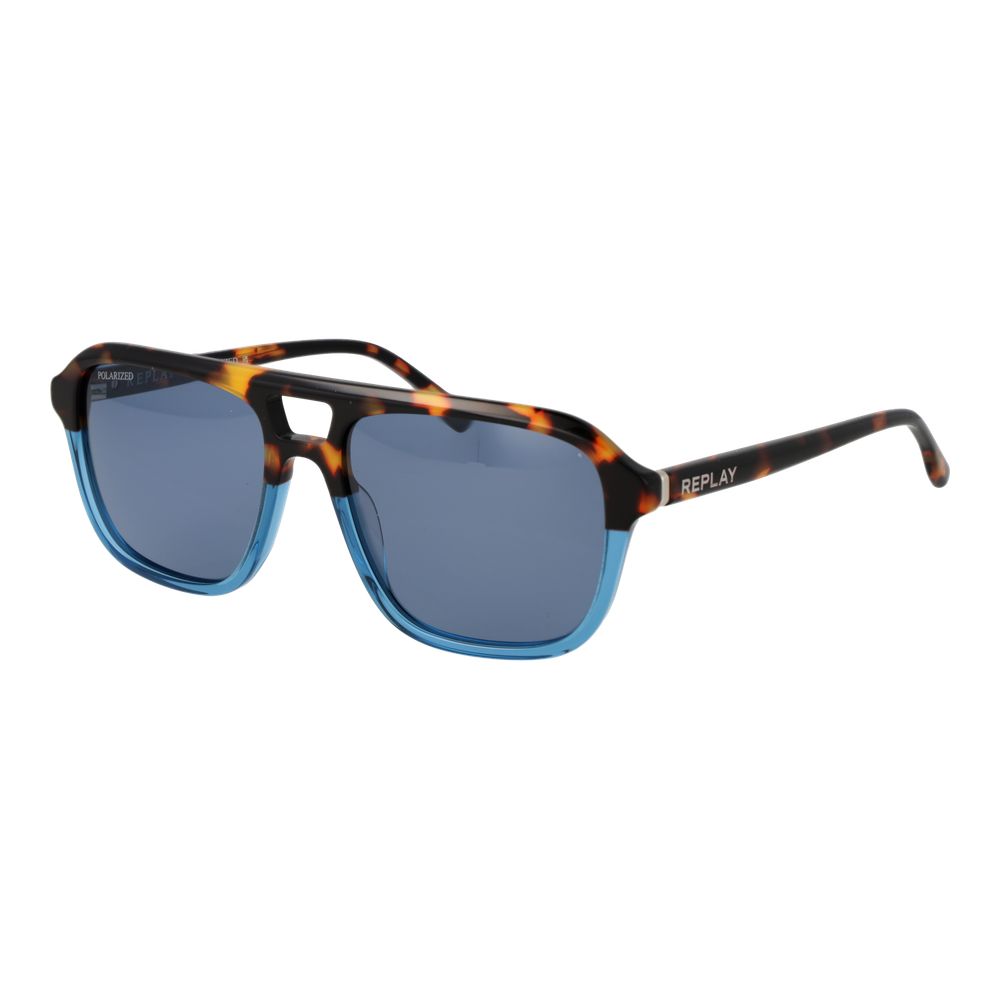 Sunglasses by Replay for men in acetate and multicolor featuring an opulent aviator full-rim frame design with a sophisticated multicolor coloured frame finish and high-performance non-polarized category-2-medium-tint lens.