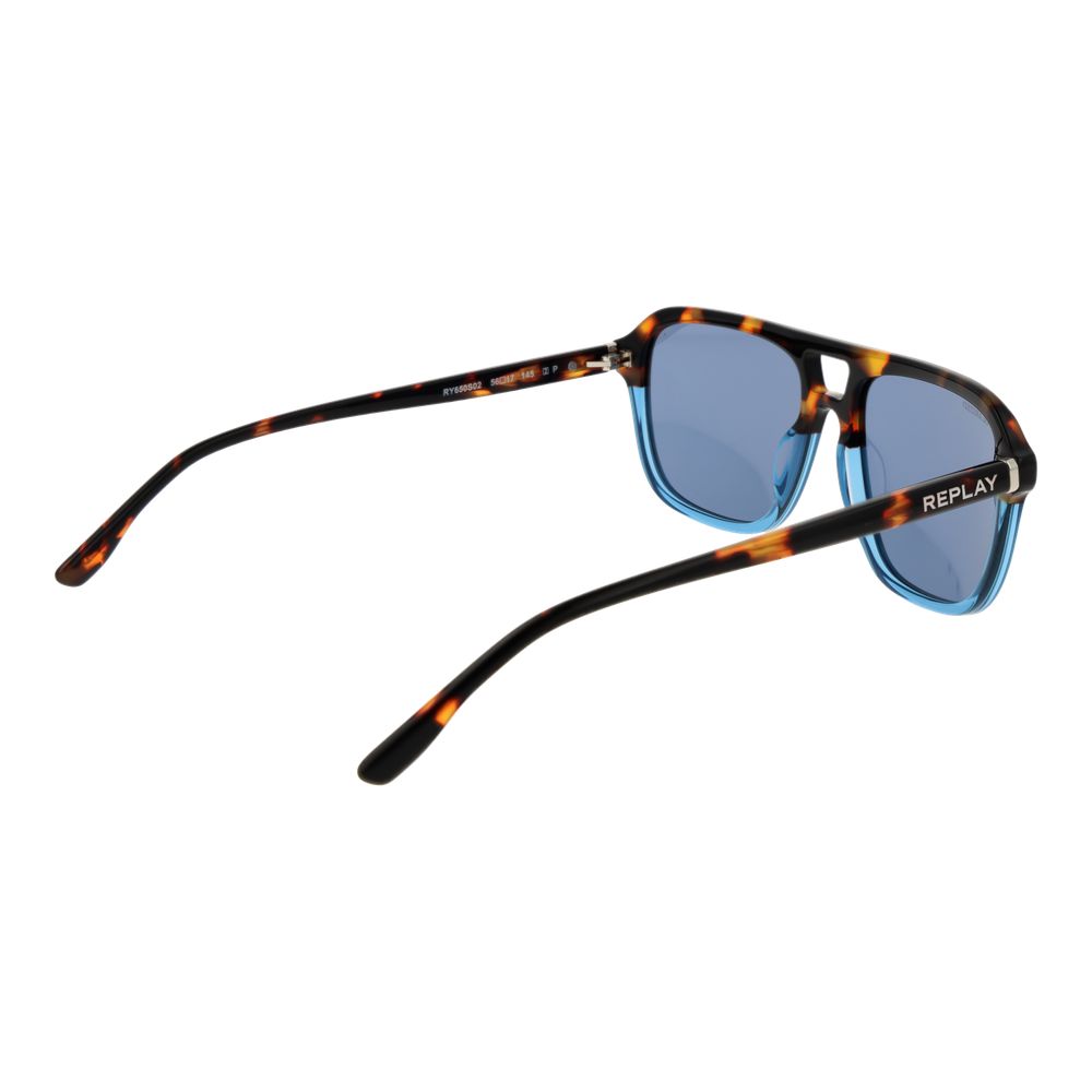 Sunglasses by Replay for men in acetate and multicolor presents a sumptuous silhouette, featuring multicolor coloured frame and aviator full-rim frame design with non-polarized category-2-medium-tint lens for a sumptuous look.