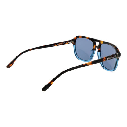 Sunglasses by Replay for men in acetate and multicolor presents a sumptuous silhouette, featuring multicolor coloured frame and aviator full-rim frame design with non-polarized category-2-medium-tint lens for a sumptuous look.