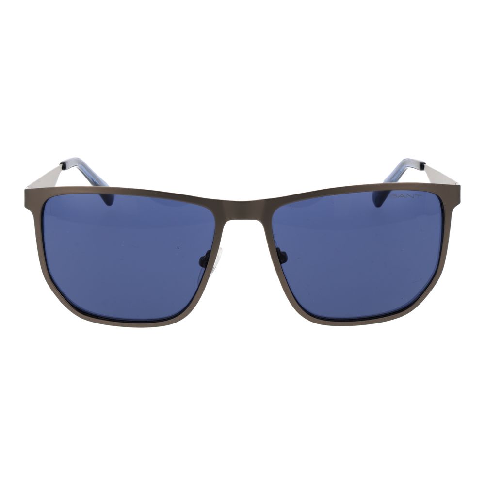 Sunglasses by Gant for men in metal gray showcases a ethereal silhouette, featuring gunmetal coloured frame full-rim square frame design with non-polarized category-3-dark-tint lens for a ethereal finish.