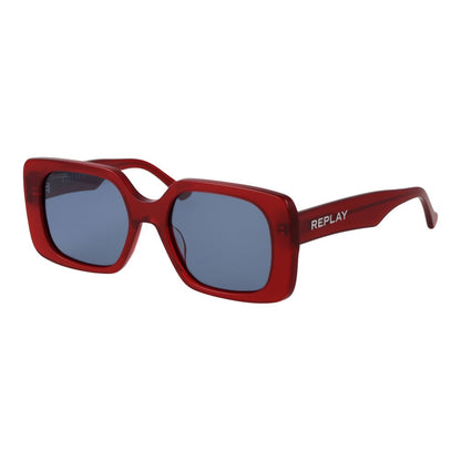 Sunglasses by Replay for women in acetate multicolor features an ethereal full-rim square frame design with red coloured frame frames and polarized category-2-medium-tint lens for a ethereal finish.