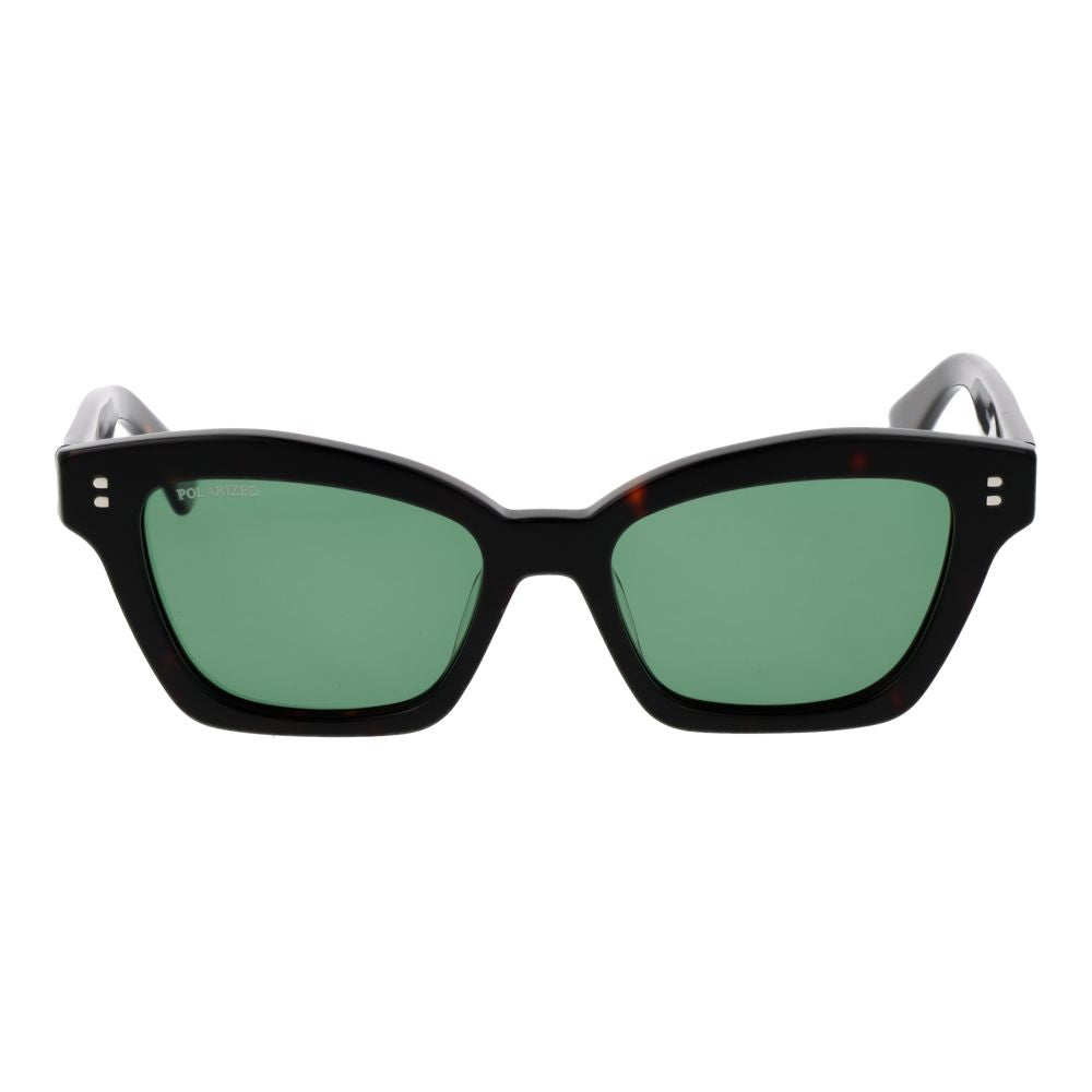 Sunglasses by Replay for women in acetate black showcases a ethereal silhouette, featuring black coloured frame full-rim cat-eye frame design with polarized category-3-dark-tint lens for a ethereal finish.