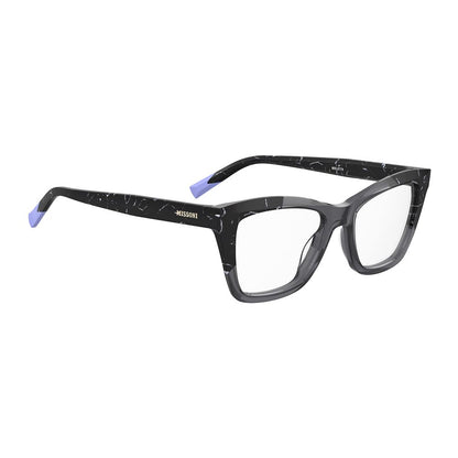 Eyeglasses Frames by Missoni for women in acetate gray features an refined silhouette, showcasing a sophisticated gray coloured frame and refined full-frame frame design for a refined look.