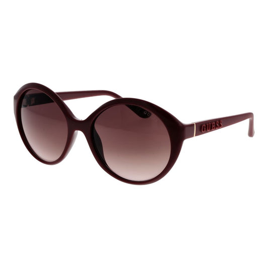 Sunglasses by Guess for women in plastic purple features a sumptuous silhouette, showcasing a sumptuous full-rim round frame design in purple coloured frame with high-performance gradient category-3-dark-tint lens.