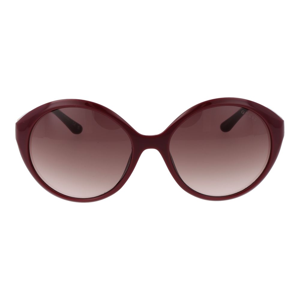 Sunglasses by Guess for women in plastic purple features an ethereal full-rim round frame design with purple coloured frame frames and gradient category-3-dark-tint lens for a ethereal finish.