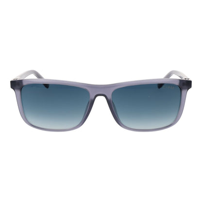 Sunglasses by Guess for men in plastic gray showcases a ethereal silhouette, featuring gray coloured frame rectangle full-rim frame design with gradient category-3-dark-tint lens for a ethereal finish.