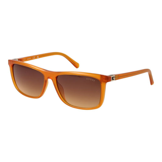 Sunglasses by Guess for men in plastic and orange featuring an opulent rectangle full-rim frame design with a sophisticated orange coloured frame finish and high-performance gradient category-3-dark-tint lens.