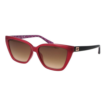 Sunglasses by Guess for women in plastic multicolor features an ethereal full-rim cat-eye frame design with red coloured frame frames and category-3-dark-tint lens for a ethereal finish.