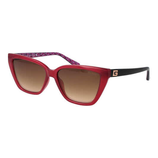 Sunglasses by Guess for women in plastic multicolor features an ethereal full-rim cat-eye frame design with red coloured frame frames and category-3-dark-tint lens for a ethereal finish.