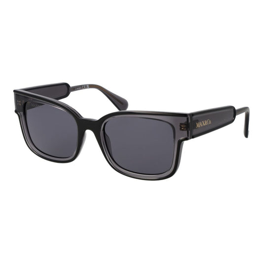 Sunglasses by Max & Co for women in plastic and black presents a sumptuous silhouette, featuring black coloured frame and full-rim square frame design with non-polarized category-3-dark-tint lens for a sumptuous look.