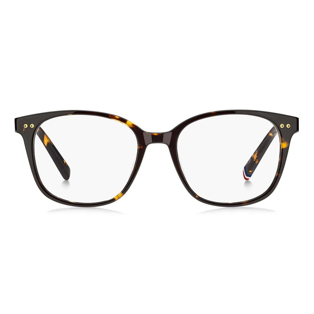 Eyeglasses Frames by Tommy Hilfiger for women in acetate brown showcases a reflective silhouette, artfully incorporating a sophisticated brown coloured frame with a distinct full-frame frame design.