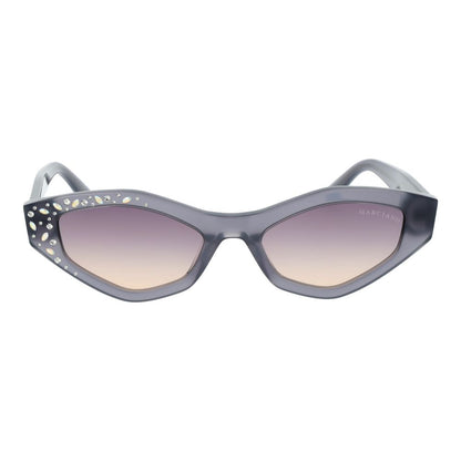 Sunglasses by Marciano by Guess for women in acetate gray features a sumptuous silhouette, showcasing a sumptuous full-rim oval frame design in gray coloured frame with high-performance gradient category-2-medium-tint lens.