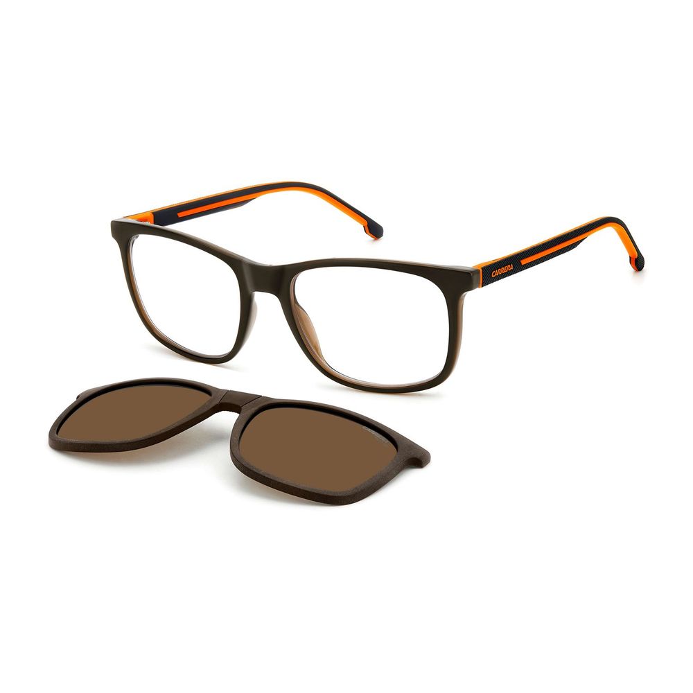 Eyeglasses Frames by Carrera for men in plastic brown features an refined silhouette, showcasing the refined brown coloured frame and sophisticated full-frame frame design.