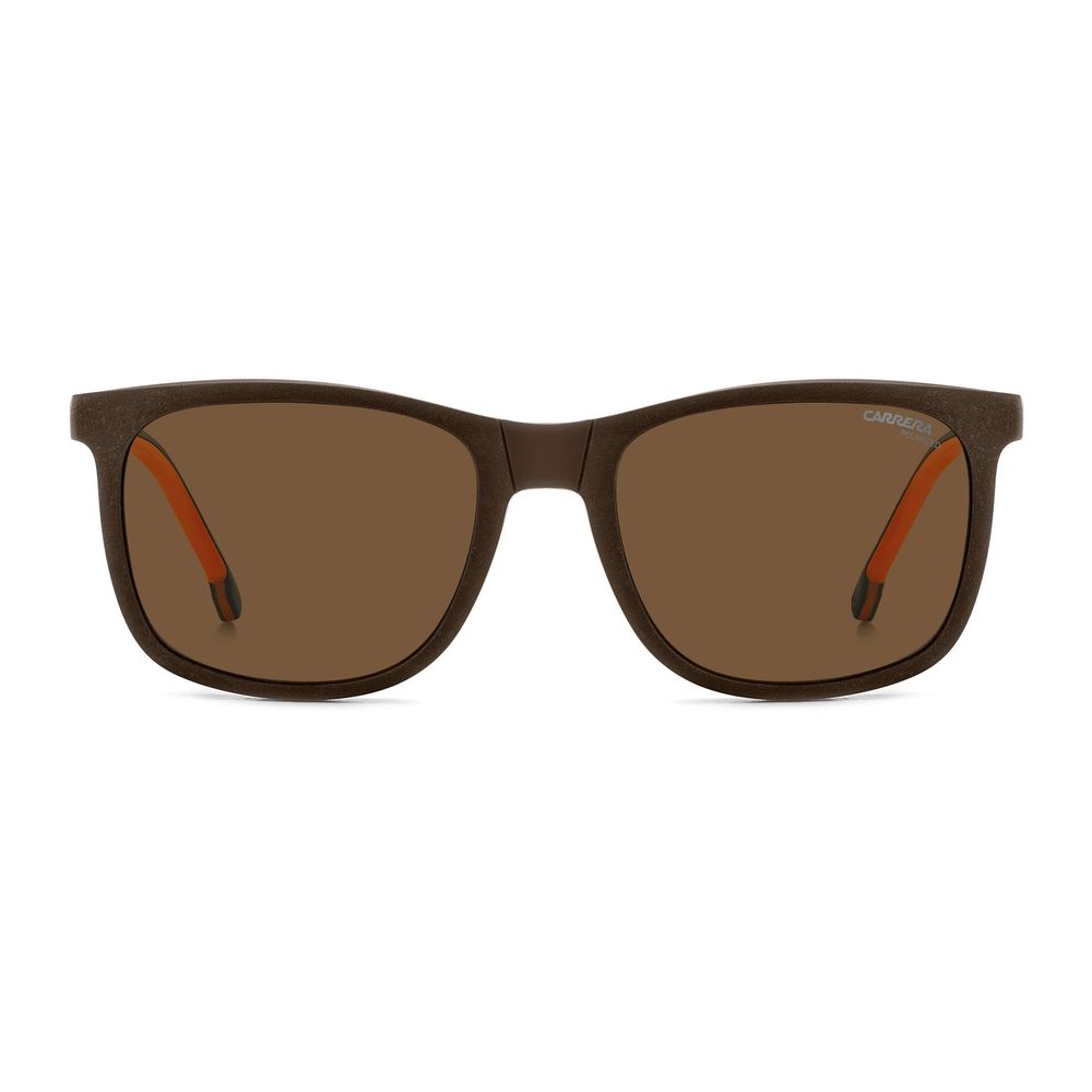 Eyeglasses Frames by Carrera for men in plastic brown features an refined silhouette, showcasing a sophisticated brown coloured frame and refined full-frame frame design for a refined look.