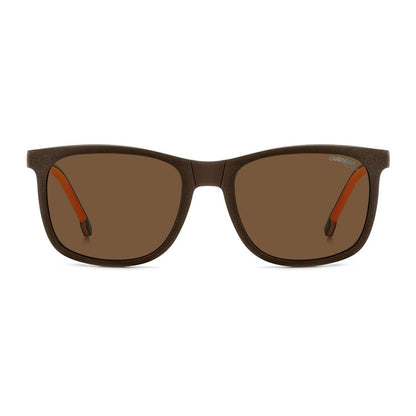 Eyeglasses Frames by Carrera for men in plastic brown features an refined silhouette, showcasing a sophisticated brown coloured frame and refined full-frame frame design for a refined look.