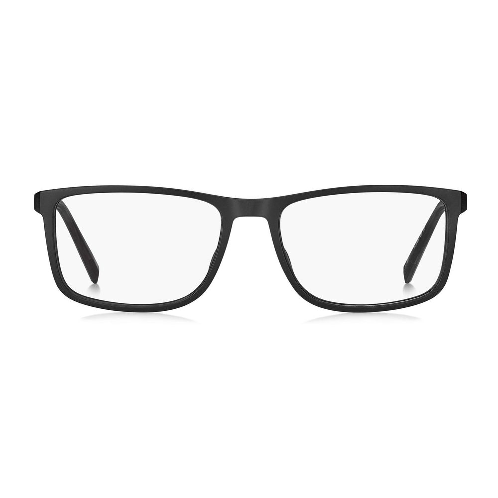 Eyeglasses Frames by Tommy Hilfiger for men in polyamide black features a refined silhouette, showcasing a refined black coloured frame and full-frame frame design for a sophisticated, premium look.