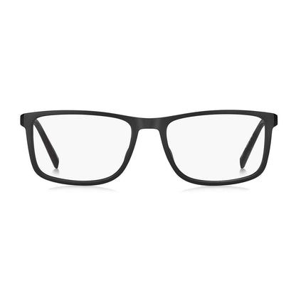 Eyeglasses Frames by Tommy Hilfiger for men in polyamide black features a refined silhouette, showcasing a refined black coloured frame and full-frame frame design for a sophisticated, premium look.
