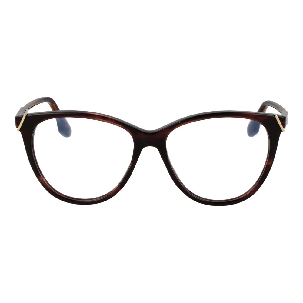 Eyeglasses Frames by Victoria Beckham for women in acetate and brown showcases a refined silhouette, detailed with a brown coloured frame finish and a sophisticated full-frame frame design.