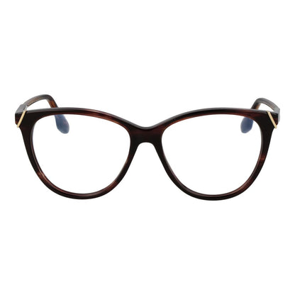Eyeglasses Frames by Victoria Beckham for women in acetate and brown showcases a refined silhouette, detailed with a brown coloured frame finish and a sophisticated full-frame frame design.