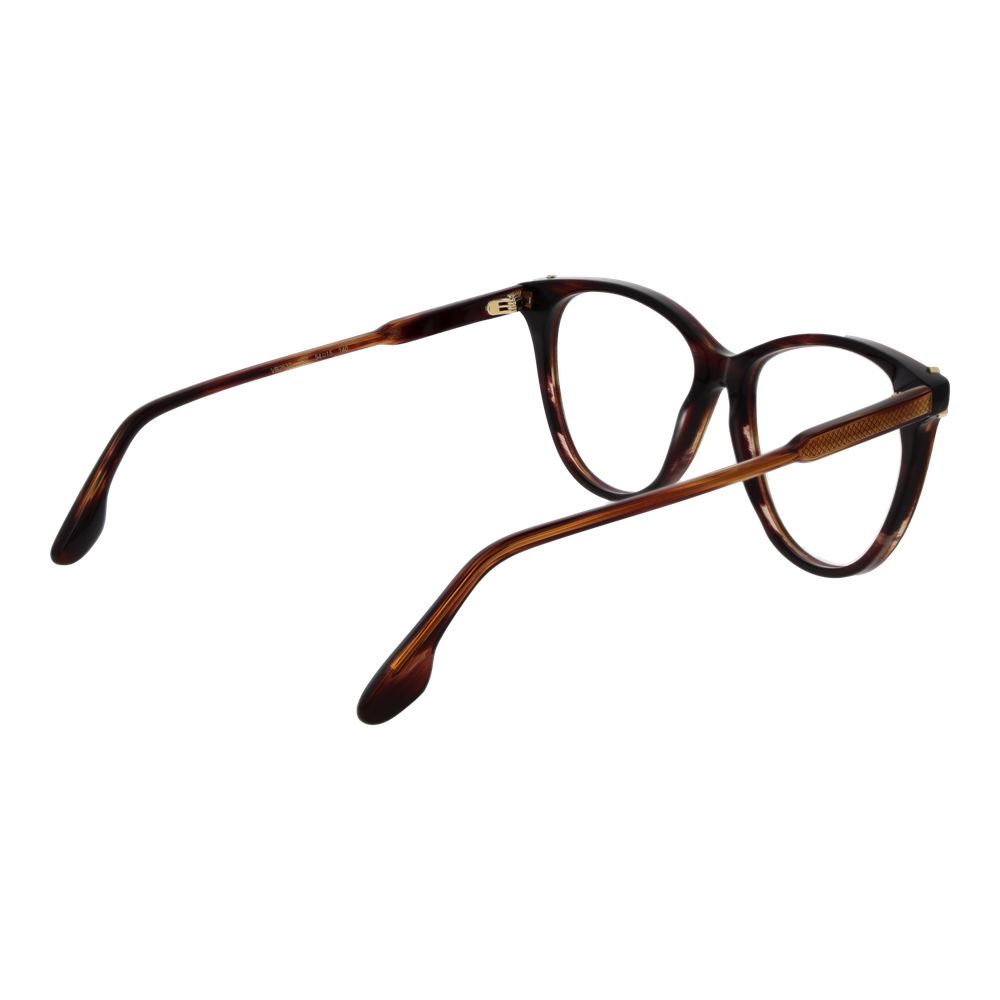 Eyeglasses Frames by Victoria Beckham for women in acetate brown features an refined silhouette, showcasing a sophisticated brown coloured frame and refined full-frame frame design for a refined look.