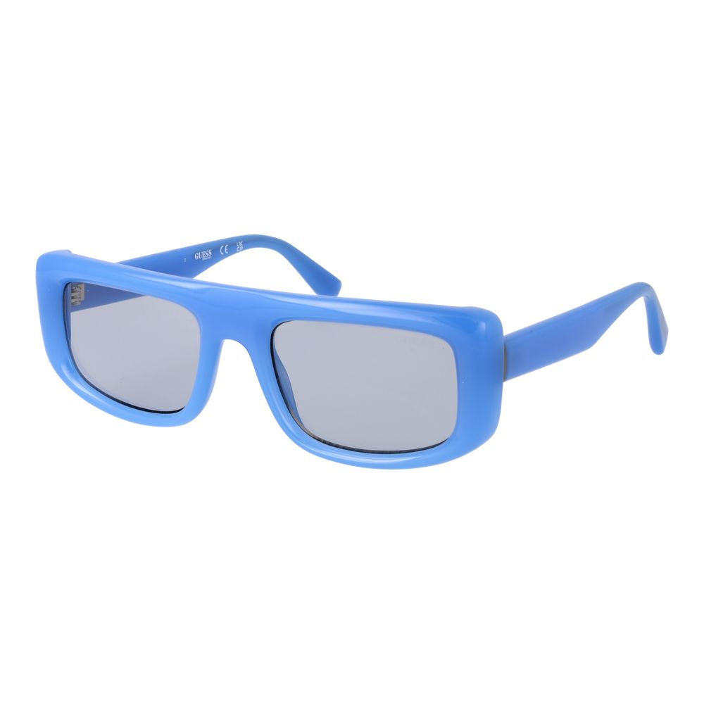 This Sunglasses by Guess for unisex in plastic blue presents a sumptuous silhouette, showcasing a sumptuous rectangle full-rim frame design in blue coloured frame and high-performance non-polarized category-1-light-tint lens.