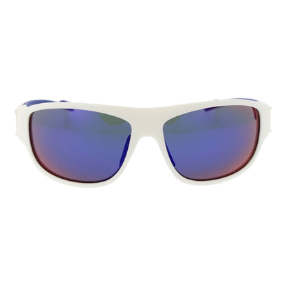 This Sunglasses by Adidas for men in plastic white presents a sumptuous silhouette, showcasing a sumptuous full-rim sport frame design in white coloured frame and high-performance mirrored category-3-dark-tint lens.