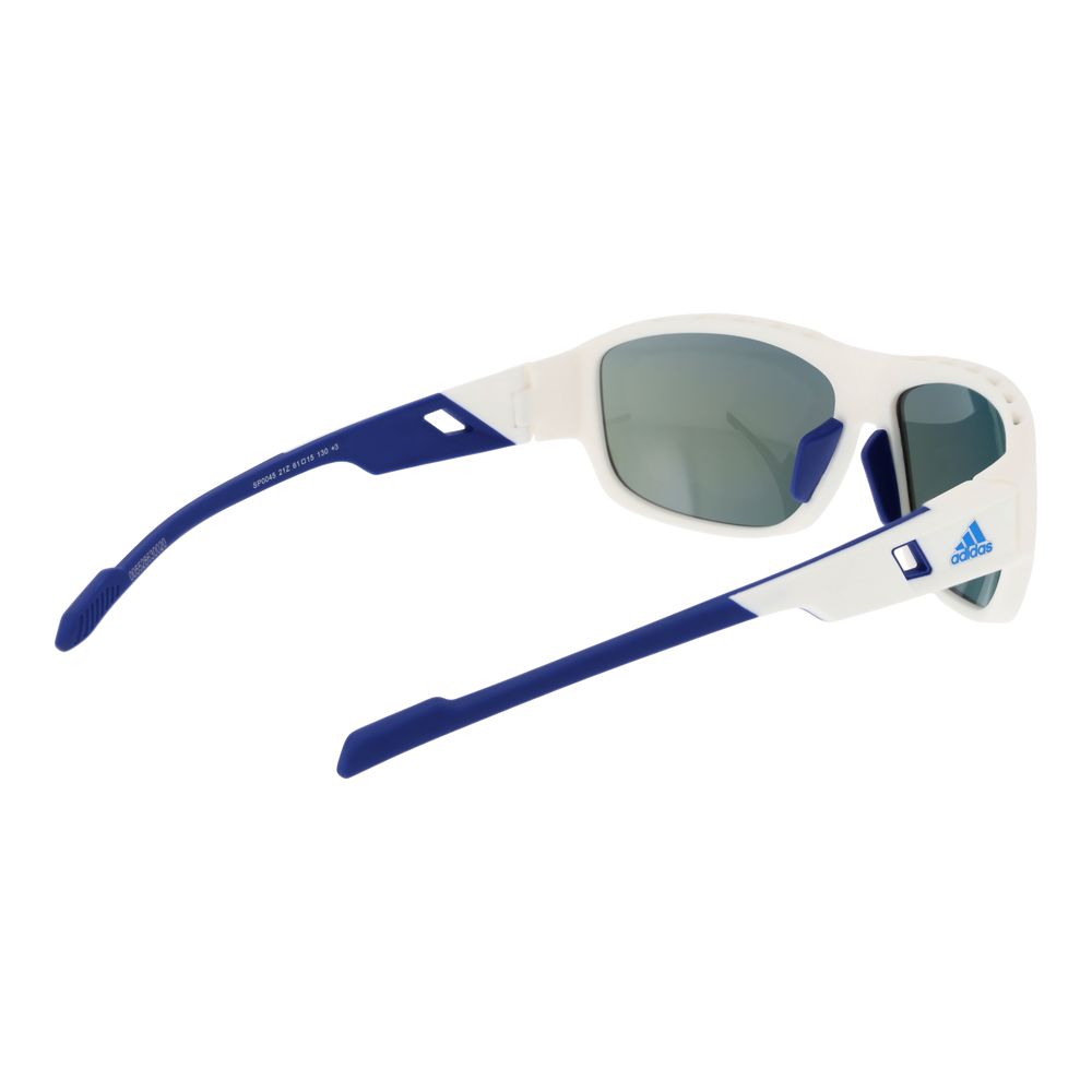 Sunglasses by Adidas for men in plastic and white presents a sumptuous silhouette, featuring white coloured frame and full-rim sport frame design with mirrored category-3-dark-tint lens for a sumptuous look.