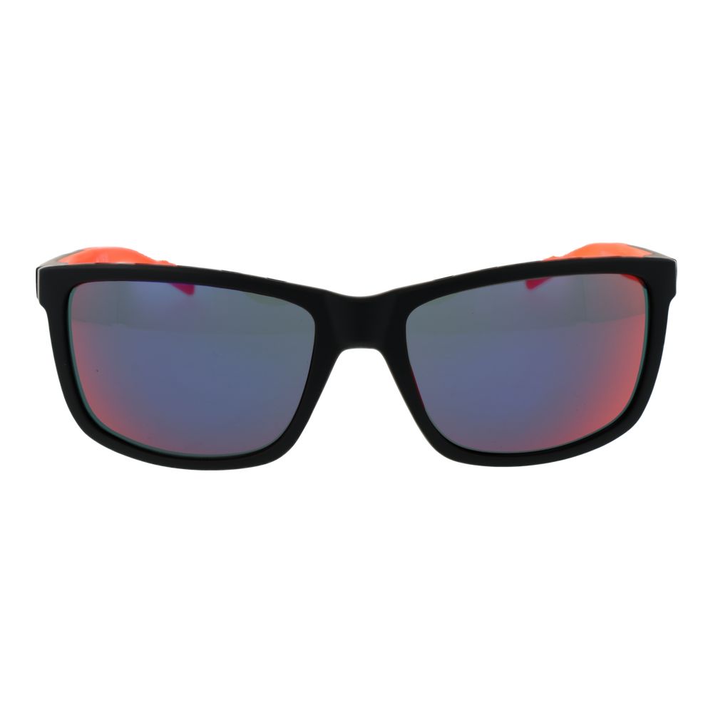 Sunglasses by Adidas for men in plastic black showcases a ethereal silhouette, featuring black coloured frame rectangle full-rim frame design with mirrored category-3-dark-tint lens for a ethereal finish.