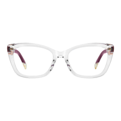 Eyeglasses Frames by Missoni for women in acetate transparent showcases a reflective silhouette, artfully incorporating a sophisticated transparent coloured frame with a distinct full-frame frame design.