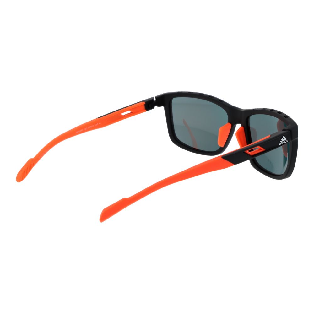 Sunglasses by Adidas for men in plastic and black presents a sumptuous silhouette, featuring black coloured frame and rectangle full-rim frame design with mirrored category-3-dark-tint lens for a sumptuous look.
