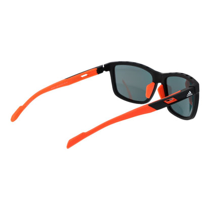Sunglasses by Adidas for men in plastic and black presents a sumptuous silhouette, featuring black coloured frame and rectangle full-rim frame design with mirrored category-3-dark-tint lens for a sumptuous look.