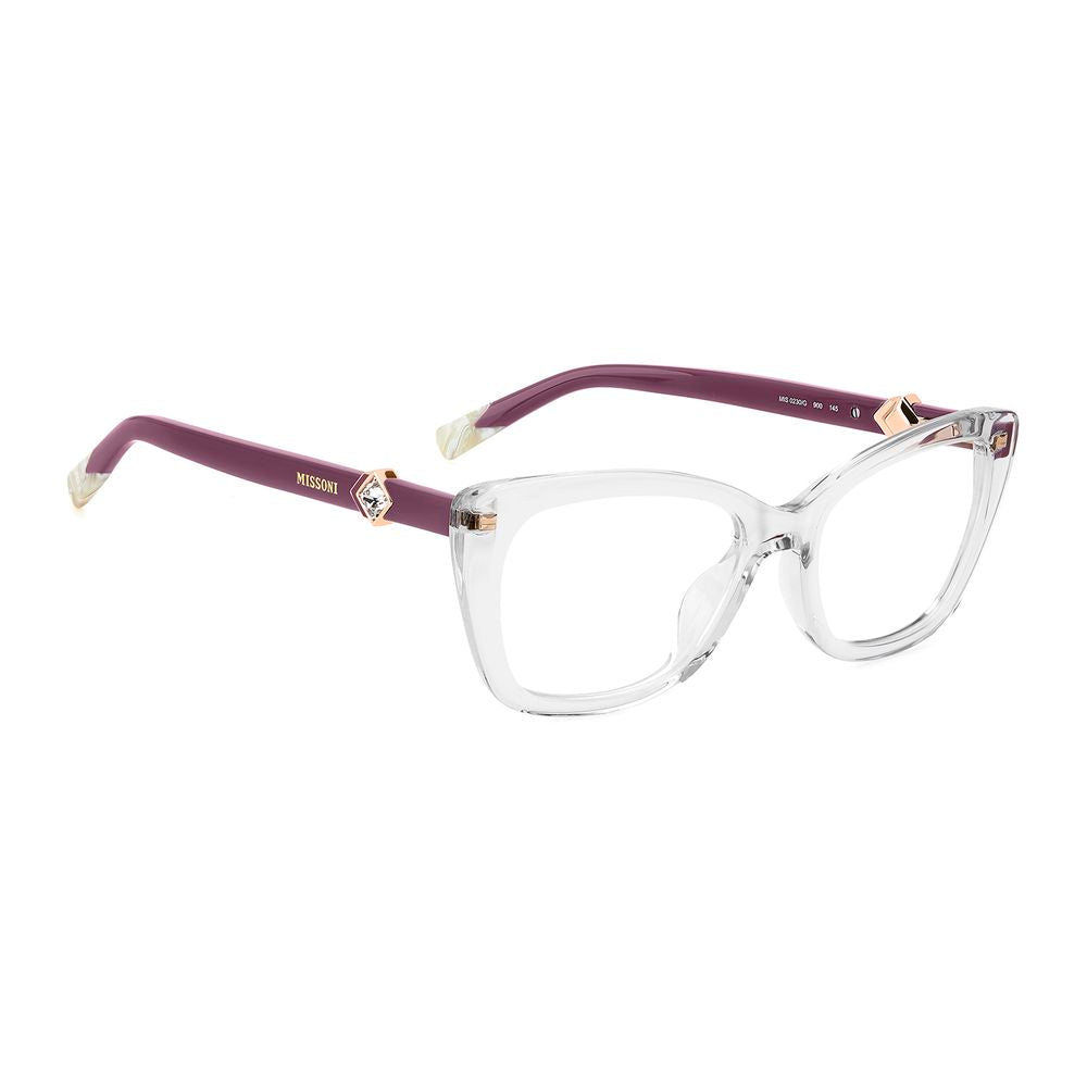 Eyeglasses Frames by Missoni for women in acetate transparent showcases a refined full-frame frame design with a refined transparent coloured frame finish for a refined and sophisticated look.