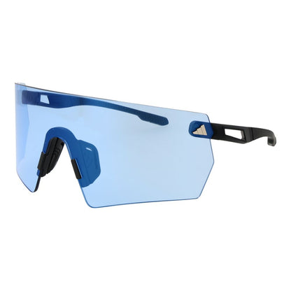 Sunglasses by Adidas for unisex in plastic and black featuring an opulent rimless mono-lens frame design with a sophisticated black coloured frame finish and high-performance photochromatic lens.