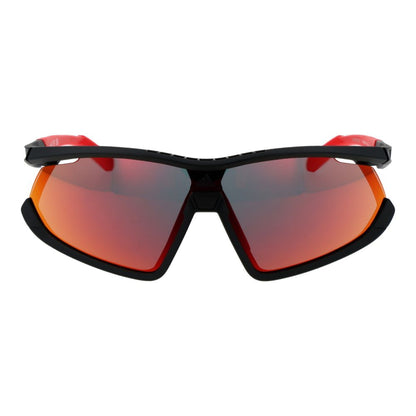 Sunglasses by Adidas for unisex in plastic black features a sumptuous silhouette, showcasing a sumptuous half-rim sport frame design in black coloured frame with high-performance mirrored category-3-dark-tint lens.
