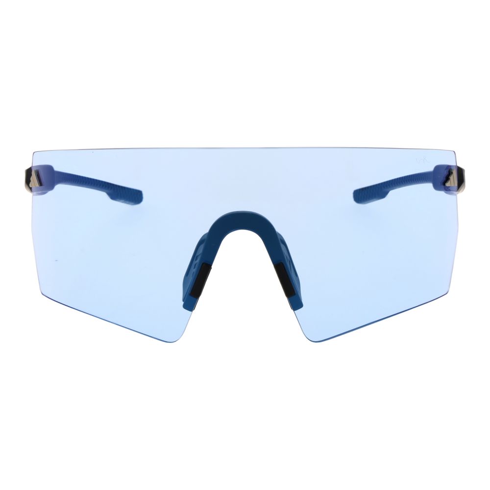 This Sunglasses by Adidas for unisex in plastic black presents a sumptuous silhouette, showcasing a sumptuous rimless mono-lens frame design in black coloured frame and high-performance photochromatic lens.