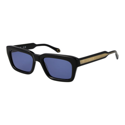 Sunglasses by Replay for men in acetate and black presents a sumptuous silhouette, featuring black coloured frame and rectangle full-rim frame design with non-polarized category-3-dark-tint lens for a sumptuous look.