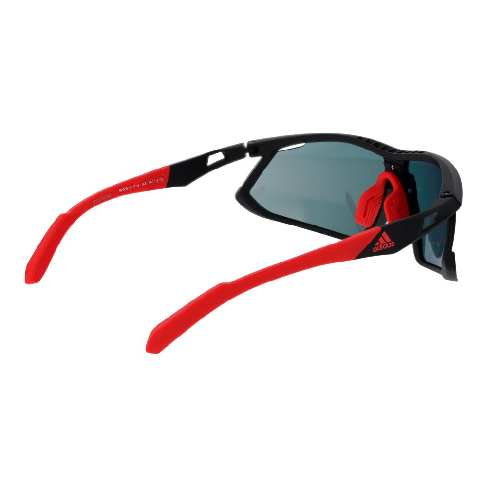 This Sunglasses by Adidas for unisex in plastic black presents a sumptuous silhouette, showcasing a sumptuous half-rim sport frame design in black coloured frame and high-performance mirrored category-3-dark-tint lens.