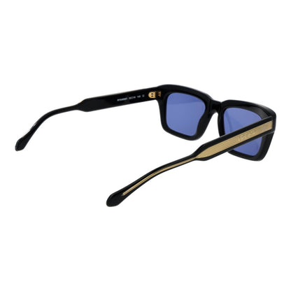 Sunglasses by Replay for men in acetate black features an lustrous rectangle full-rim frame design with black coloured frame detailing and non-polarized category-3-dark-tint lens for a lustrous aesthetic.